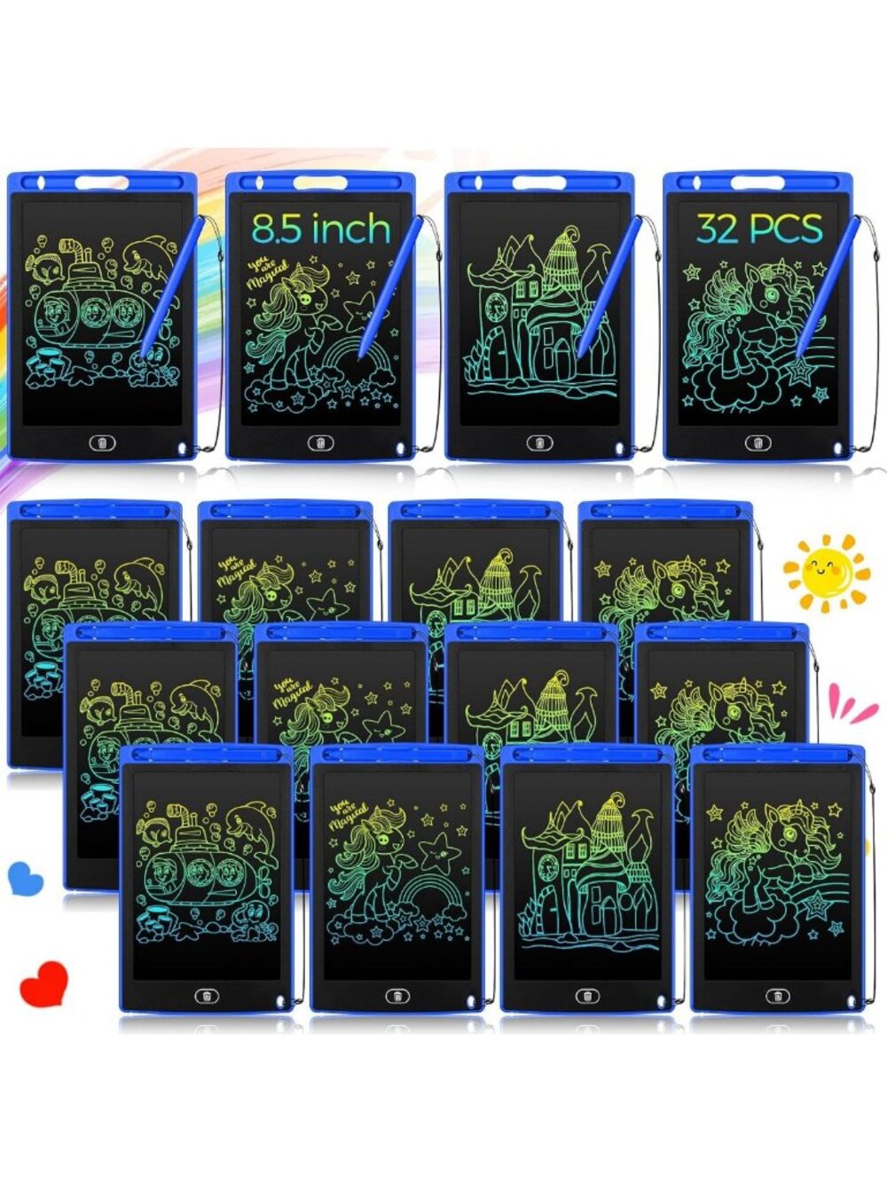 32 Pcs LCD Writing Tablet for Kids - 8.5" Erasable Doodle Board & Drawing Pad